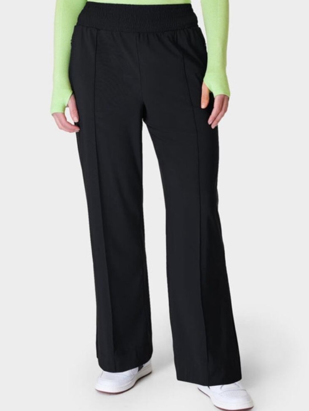Sweaty Betty Black Women's Wide-Leg Athletic Track Trousers. Size Large.